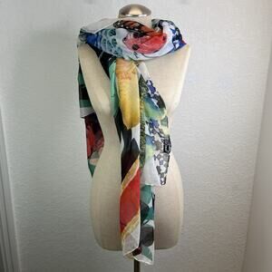 Desigual Nature Print Colorful Large Scarf 74" x 38", unique, versatile, fun